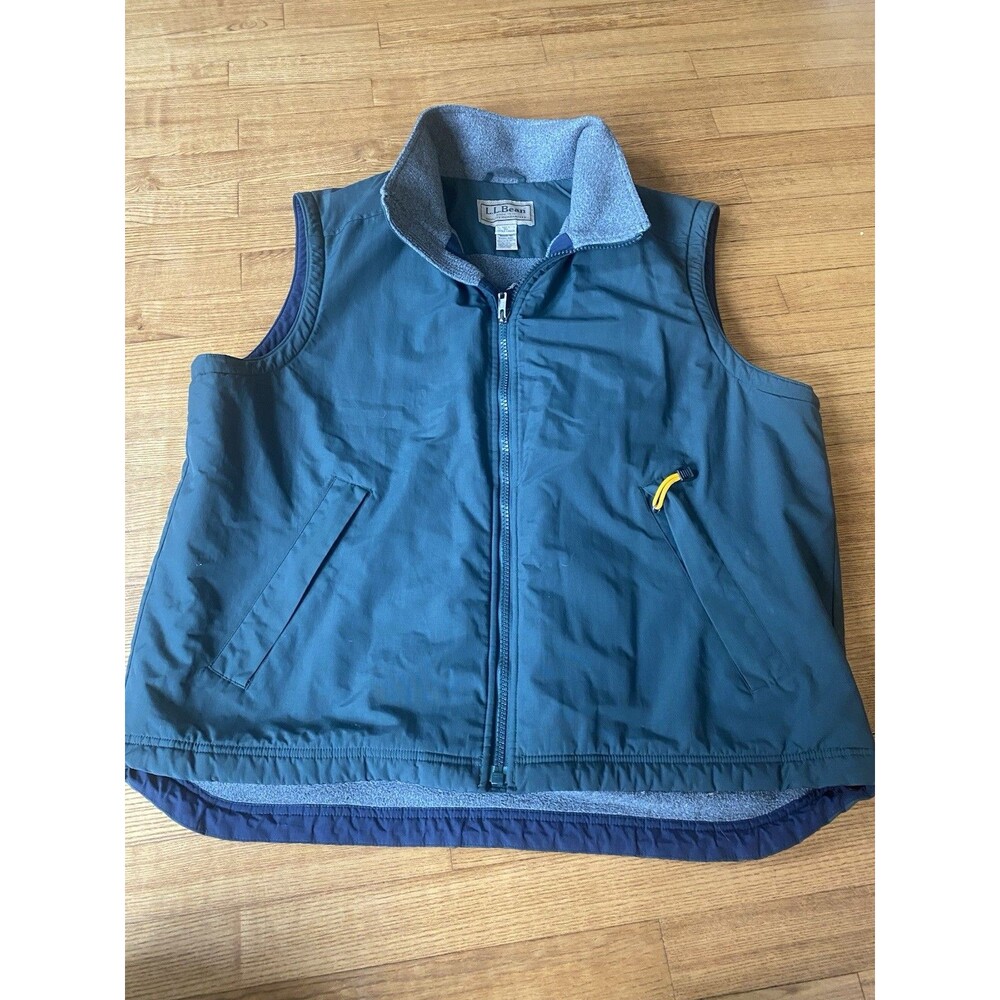 Vintage LL Bean Mens Vest WaterProof Full Zip XL Dk green EUC Fisherman-core